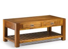 Table basse rectangulaire en bois massif de Mindy 2 tiroirs ORKA 120 cm