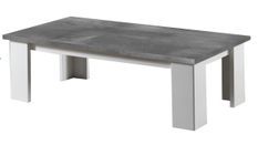 Table basse rectangulaire gris béton et blanc brillant Sting 120 cm