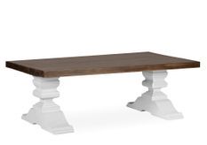 Table basse rectangulaire KOREST 2 pieds – Bois massif blanc et marron