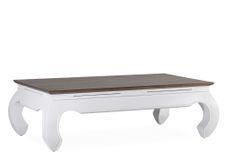 Table basse rectangulaire KOREST 4 pieds – Bois massif blanc et marron