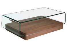 Table basse rectangulaire Lona 120 cm - Élégance du noyer et verre trempé