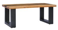Table basse rectangulaire teck massif clair et manguier noir Tamie