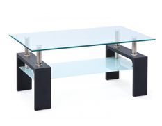 Table basse rectangulaire verre et pieds bois noir Eva 100 cm
