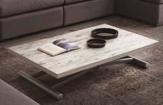 Table basse relevable bois beige vintage Soft 110x70/140 cm