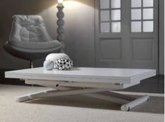 Table basse relevable bois blanc mat Soft 110x70/140 cm