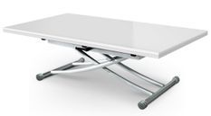 Table basse relevable et extensible blanc laqué Kazer L 120/150 x P 75/120 x H 39/76 cm