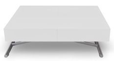 Table basse relevable et extensible blanc laqué Sunda L 120/155/190 x H 40/75 x P 80 cm