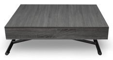 Table basse relevable et extensible bois gris vintage Sunda L 120/155/190 x H 40/75 x P 80 cm
