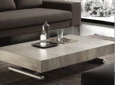 Table basse relevable et extensible ciment aspect vieilli Alexandra 120/153/186 et 220 cm
