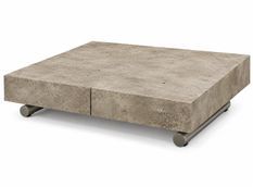 Table basse relevable extensible ALEXANDRA beige ciment vieilli et bronze brossé 120 à 220 cm – Design italien