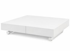 Table basse relevable extensible ALEXANDRA blanc satiné 120 à 220 cm – Design italien