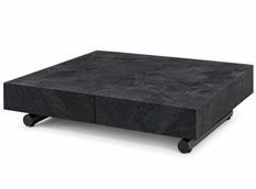 Table basse relevable extensible ALEXANDRA gris ardoise et acier anthracite 120 à 220 cm – Design italien
