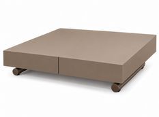 Table basse relevable extensible ALEXANDRA taupe et acier bronze 120 à 220 cm – Design italien haut de gamme