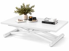 Table basse relevable extensible SOFT blanc mat 110 × 70/140 cm – Design italien haut de gamme