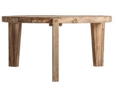 Table basse ronde bois massif naturel vieilli style colonial Rubha 107 cm