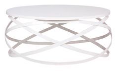 Table basse ronde design bois blanc et métal blanc Klikar 80 cm