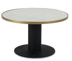 Table basse ronde design marbre et metal doré et noir Vinja