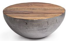 Table basse ronde en bois et acier argent Lara 70 cm