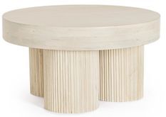 Table basse ronde en bois massif Bozar 75 cm