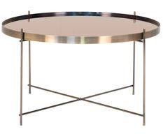 Table basse ronde en verre et acier laiton VENEZIA Ø70 cm