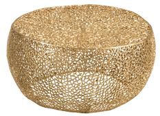 Table basse ronde GEERAL 85 cm – Métal doré – Imitation corail