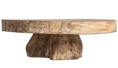 Table basse ronde NYSTED — bois de chemin de fer, pièce unique