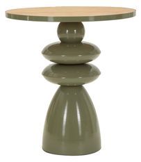 Table basse ronde verte en métal et bois Caro
