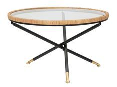 Table basse Saint Barth ronde rotin verre design