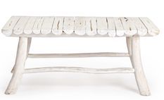 Table basse SAKY – bois massif de teck blanchi – 90 x 60 cm