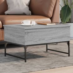 Table basse sonoma gris 70x50x40 cm bois d'ingénierie et métal