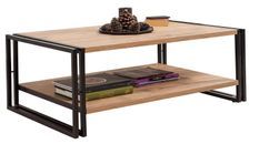 Table basse style industriel bois chêne clair et métal noir Dukita 110 cm
