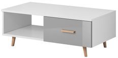 Table basse style scandinave blanc mat et gris laqué Kunamy 110 cm