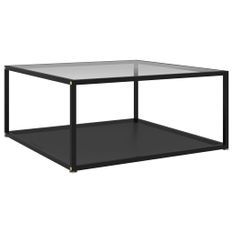 Table basse Transparent et noir 80x80x35 cm Verre trempé