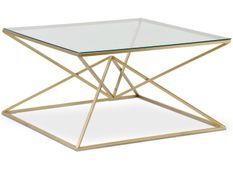 Table basse verre transparent et pieds métal doré Reg 90 cm