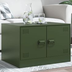 Table basse vert olive 67x50x44 cm acier