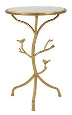 Table Birds effet marbre doré design oiseaux décoratif