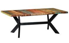 Table bois massif recyclé et pieds métal noir Maxi 200 cm