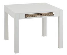 Table carrée avec panier bois blanc Gabio L 100 cm