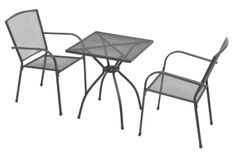 Table carrée et 2 chaises de jardin métal anthracite Brook