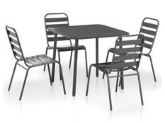 Table carrée et 4 chaises de jardin métal gris Pretty