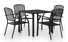 Table carrée et 4 chaises de jardin métal noir Lovely