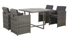 Table carrée et 4 chaises de jardin résine tressée gris Iris