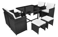 Table carrée et 4 chaises de jardin résine tressée noir Iris 2