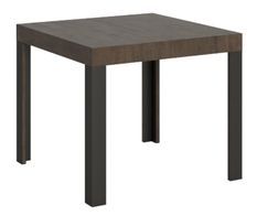 Table carrée extensible 4 à 12 places L 90 à 246 cm bois foncé et pieds métal gris foncé Liva