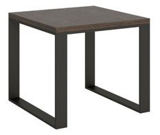 Table carrée extensible 4 à 6 places L 90 à 180 cm bois foncé et pieds métal anthracite Likro