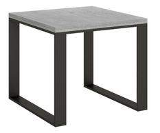 Table carrée extensible 90 à 180 cm gris béton et métal anthracite Likro