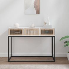 Table console blanc 105x30x75 cm bois d'ingénierie et fer