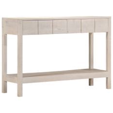 Table console blanc 110x35x75 cm bois de manguier solide