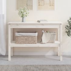 Table console Blanc 110x40x75 cm Bois de pin solide