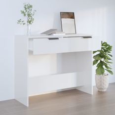 Table console Blanc brillant 90x36x75 cm Bois d'ingénierie